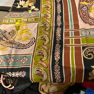 2 Vintage Silk Cottage Core Baroque Scarves Scarf Geometric Abstract Patchwork